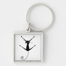 Black Whimsy Kitty 10 Key Chains