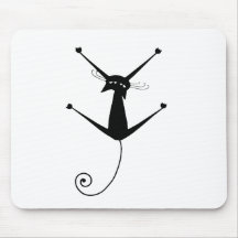 Black Whimsy Kitty 10 Mousepads