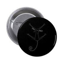 Black Whimsy Kitty 10 Pinback Button