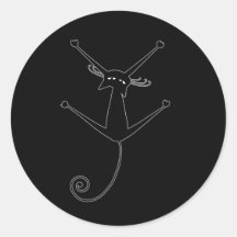 Black Whimsy Kitty 10 Round Sticker
