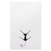 Black Whimsy Kitty 10 Stationery Paper