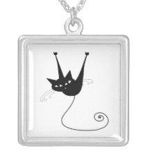 Black Whimsy Kitty 1 Custom Necklace
