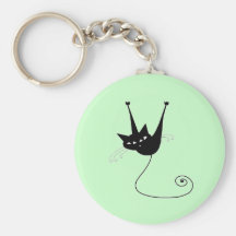 Black Whimsy Kitty 1 Key Chains