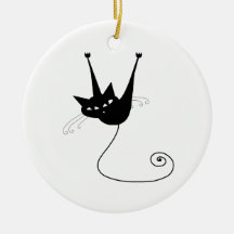 Black Whimsy Kitty 1 Ornaments