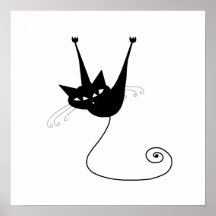 Black Whimsy Kitty 1 Print