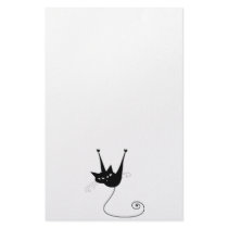 Black Whimsy Kitty 1 Stationery