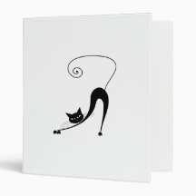 Black Whimsy Kitty 2 3 Ring Binder