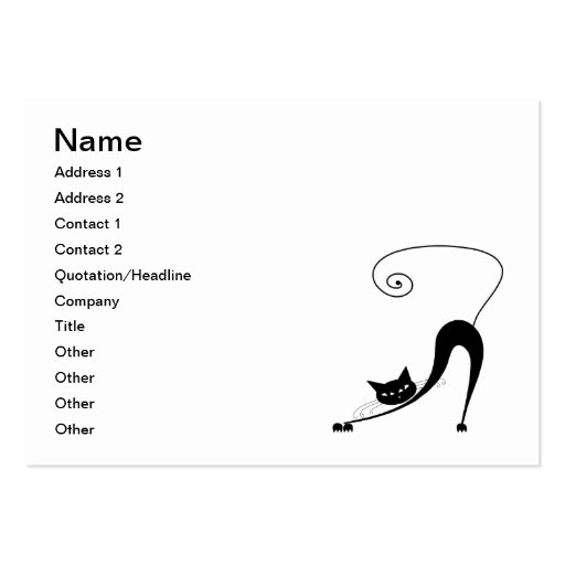 Black Whimsy Kitty 2 Business Card Templates (front side)