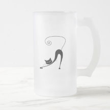 Black Whimsy Kitty 2 Coffee Mugs