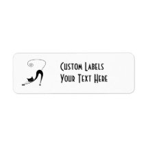 Black Whimsy Kitty 2 Custom Return Address Labels