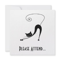 Black Whimsy Kitty 2 Invite