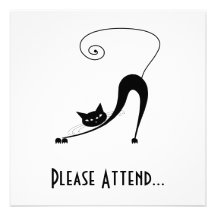 Black Whimsy Kitty 2 Invite