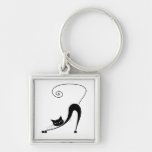 Black Whimsy Kitty 2 Keychain