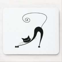 Black Whimsy Kitty 2 Mousepad