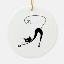 Black Whimsy Kitty 2 Ornaments