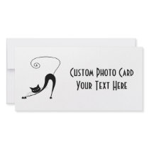 Black Whimsy Kitty 2 Personalized Photo Card