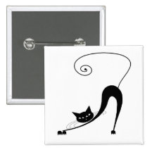 Black Whimsy Kitty 2 Pinback Button