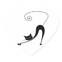 Black Whimsy Kitty 2 Stickers