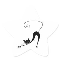 Black Whimsy Kitty 2 Star Stickers