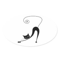 Black Whimsy Kitty 2 Stickers