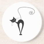Black Whimsy Kitty 3 Beverage Coaster