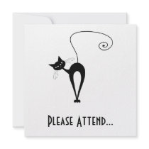 Black Whimsy Kitty 3 Personalized Invite