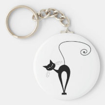 Black Whimsy Kitty 3 Key Chain