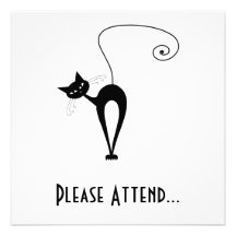 Black Whimsy Kitty 3 Personalized Invite