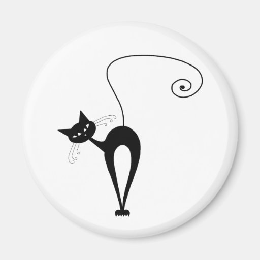 Black Whimsy Kitty 3 Refrigerator Magnets