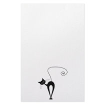 Black Whimsy Kitty 3 Personalized Stationery