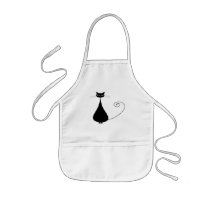 Black Whimsy Kitty 4 Apron