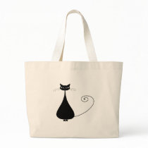 Black Whimsy Kitty 4 Tote Bags