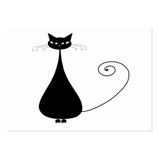 Black Whimsy Kitty 4 Business Card Template (back side)