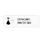 Black Whimsy Kitty 4 Custom Return Address Label