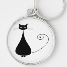 Black Whimsy Kitty 4 Key Chains
