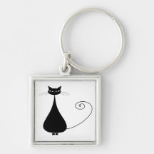 Black Whimsy Kitty 4 Keychain