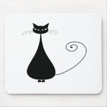Black Whimsy Kitty 4 Mousepads