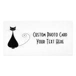 Black Whimsy Kitty 4 Personalized Photo Card