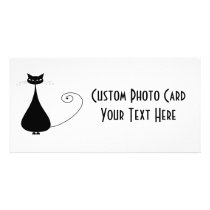 Black Whimsy Kitty 4 Personalized Photo Card