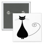Black Whimsy Kitty 4 Pinback Buttons