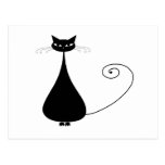 Black Whimsy Kitty 4 Post Card