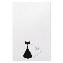 Black Whimsy Kitty 4 Stationery Design