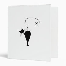 Black Whimsy Kitty 5 3 Ring Binder