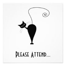 Black Whimsy Kitty 5 Custom Invites