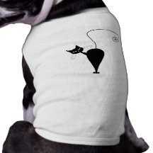 Black Whimsy Kitty 5 Doggie T-shirt