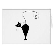 Black Whimsy Kitty 5 Greeting Card