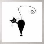 Black Whimsy Kitty 5 Print