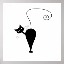 Black Whimsy Kitty 5 Print