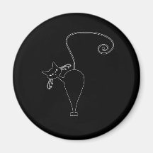 Black Whimsy Kitty 5 Refrigerator Magnet
