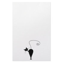 Black Whimsy Kitty 5 Custom Stationery